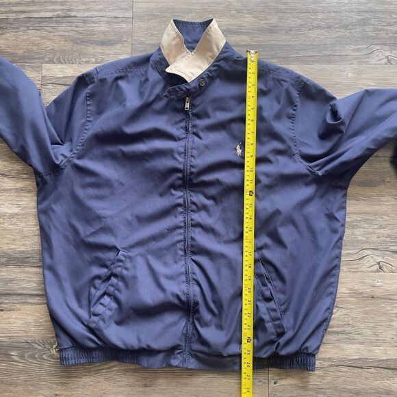 Vintage Polo Ralph Lauren Bi-Swing Bomber Jacket Full Zip Navy Blue Men XL - Picture 8 of 11